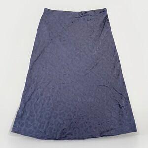 Express A Line Midi Skirt Size M Navy Blue Leopard Print Minimalist‎ Capsule